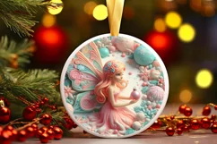 Pastel Winter Christmas 3D Fairy Ornament Sublimation PNG Product Image 3