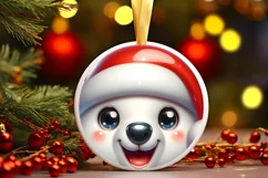 Polar Bear Smiling Round Ornament Sublimation PNG Product Image 3