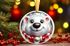 Polar Bear Smiling Round Ornament Sublimation PNG Product Image 3