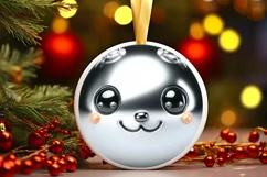 Rabbit Smiling Round Ornament Sublimation PNG Product Image 3
