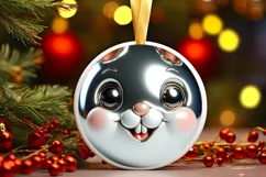 Rabbit Smiling Round Ornament Sublimation PNG Product Image 1