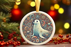Round Christmas Ornament Sublimation|Clipart Product Image 2