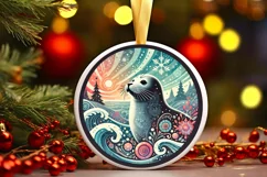 Round Christmas Ornament Sublimation|Clipart Product Image 2