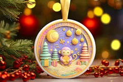 Round Christmas Ornament Sublimation|Clipart Product Image 1