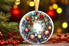 Round Christmas Ornament Sublimation|Clipart Product Image 1