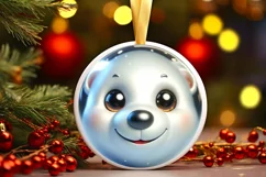 Polar Bear Smiling Round Ornament Sublimation PNG Product Image 3