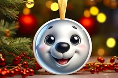 Polar Bear Smiling Round Ornament Sublimation PNG Product Image 3