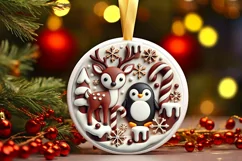 Round Christmas Ornament Sublimation|Clipart Product Image 1