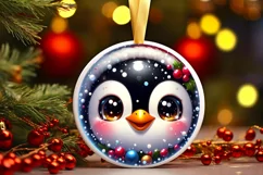 Penguin Smiling Round Ornament Sublimation PNG Product Image 1