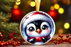 Penguin Smiling Round Ornament Sublimation PNG Product Image 1