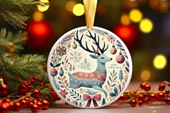 Round Christmas Ornament Sublimation|Clipart Product Image 1