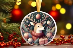 Round Christmas Ornament Sublimation|Clipart Product Image 1