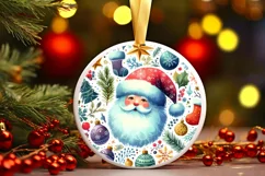 Watercolor Christmas Holiday Merriness Round Sticker PNG Product Image 1