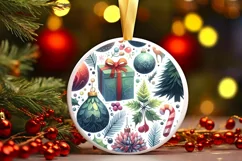 Santa and Deer Winter Round Sticker Sublimation PNG Product Image 3