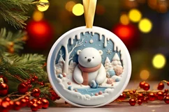 Round Christmas Ornament Sublimation|Clipart Product Image 1