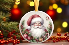 Watercolor Christmas Santa Round Ornament PNG Product Image 1