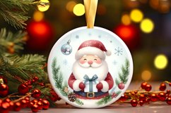 Watercolor Christmas Santa Round Ornament PNG Product Image 1