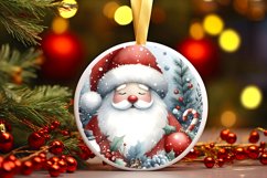 Watercolor Christmas Santa Round Ornament PNG Product Image 3