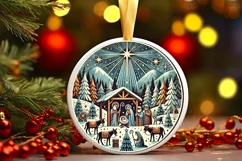 Round Christmas Ornament Sublimation|Clipart Product Image 2