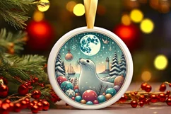 Round Christmas Ornament Sublimation|Clipart Product Image 2