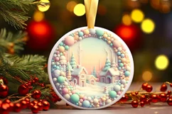 Pastel Christmas Candy Round Sublimation PNG Product Image 3