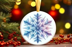 Snow Flake Christmas Round Cute Ornament Sublimation Product Image 1