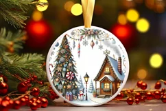 Round Christmas Ornament Sublimation|Clipart Product Image 2