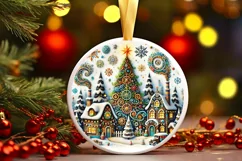 Round Christmas Ornament Sublimation|Clipart Product Image 2
