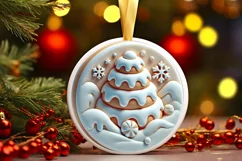 Round Christmas Ornament Sublimation|Clipart Product Image 2