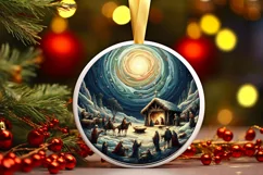 Round Christmas Ornament Sublimation|Clipart Product Image 1