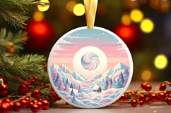 Detailed Winter Christmas Candy Round Ornament Sublimation Product Image 3