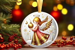 Round Christmas Ornament Sublimation|Clipart Product Image 2
