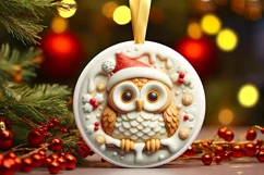 Pastel Christmas Winter 3D Owl Sublimation PNG Product Image 3
