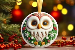 Pastel Christmas Winter 3D Owl Sublimation PNG Product Image 3