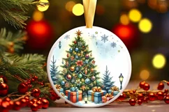 Round Christmas Ornament Sublimation|Clipart Product Image 2