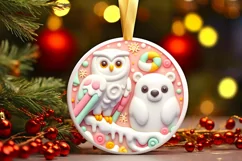Round Christmas Ornament Sublimation|Clipart Product Image 1