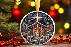 Round Christmas Ornament Sublimation|Clipart Product Image 1
