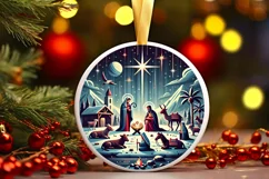 Round Christmas Ornament Sublimation|Clipart Product Image 1