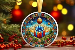 Round Christmas Ornament Sublimation|Clipart Product Image 1
