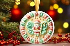 Round Christmas Ornament Sublimation|Clipart Product Image 2