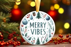 Christmas Scene Round Ornament Sublimation PNG Product Image 3