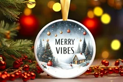 Christmas Scene Round Ornament Sublimation PNG Product Image 3