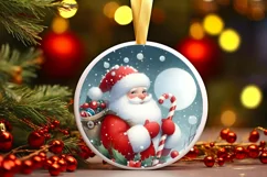 Santa Round Sticker Sublimation PNG Product Image 3