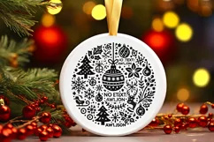 Round Christmas Ornament Sublimation|Clipart Product Image 2