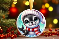 Round Christmas Ornament Sublimation|Clipart Product Image 2