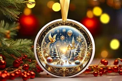 Round Christmas Ornament Sublimation|Clipart Product Image 2