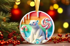 Round Christmas Ornament Sublimation|Clipart Product Image 2