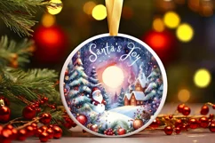 Christmas Santa Round Sticker Sublimation PNG Product Image 1