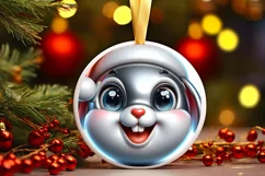 Shiny Rabbit Face Round Ornament Sublimation PNG Product Image 3