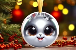 Shiny Rabbit Face Round Ornament Sublimation PNG Product Image 1